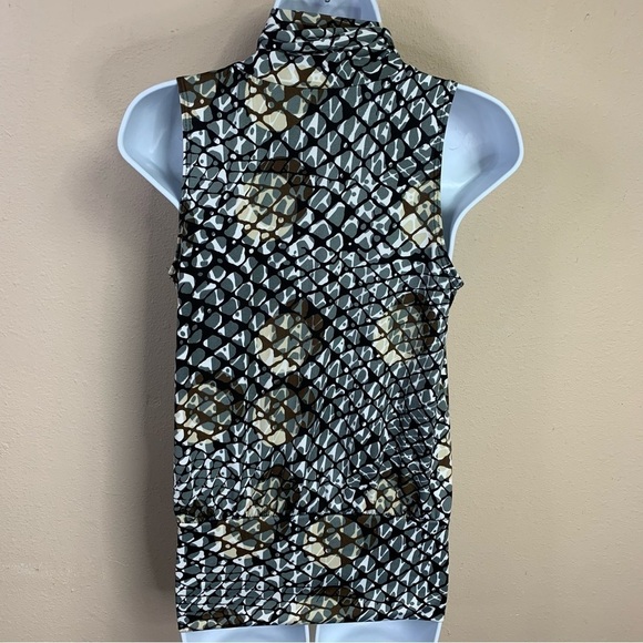 Small Snakeskin Print Bow Neckline Blouse Sleeveless Stretch 4 6 - Picture 5 of 9
